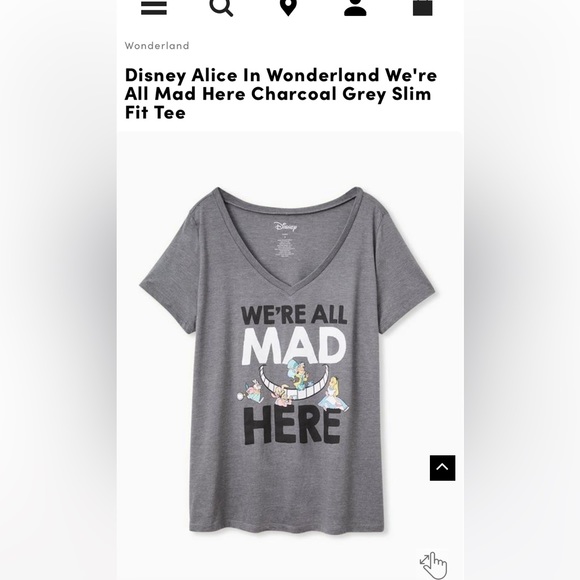 Disney Alice In Wonderland We're All Mad Here Tshirt women 2x gray cotton poly - Picture 2 of 6